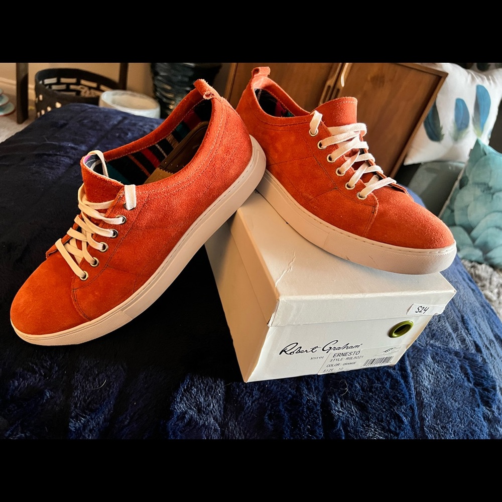 Robert Graham orange suede size 10 shoes. Worn about 5 times. With original box.